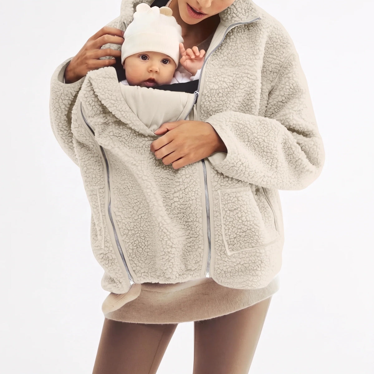 Maternity Jacket Teddy Fleece Expandable Babywearing Insert