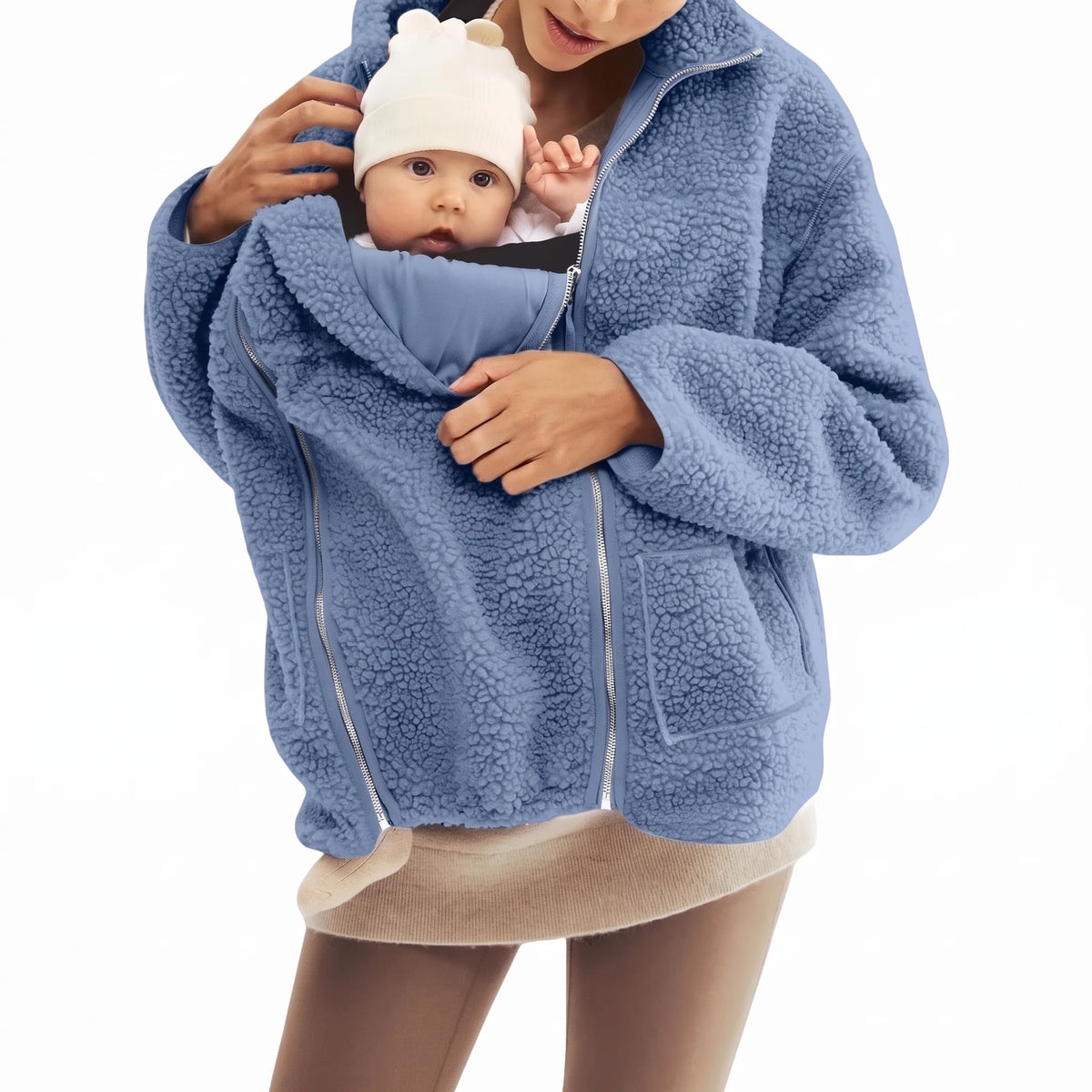 Maternity Jacket Teddy Fleece Expandable Babywearing Insert