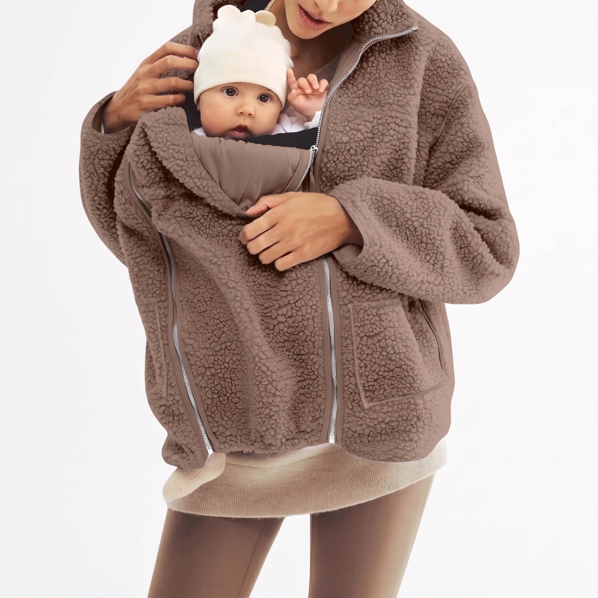 Maternity Jacket Teddy Fleece Expandable Babywearing Insert