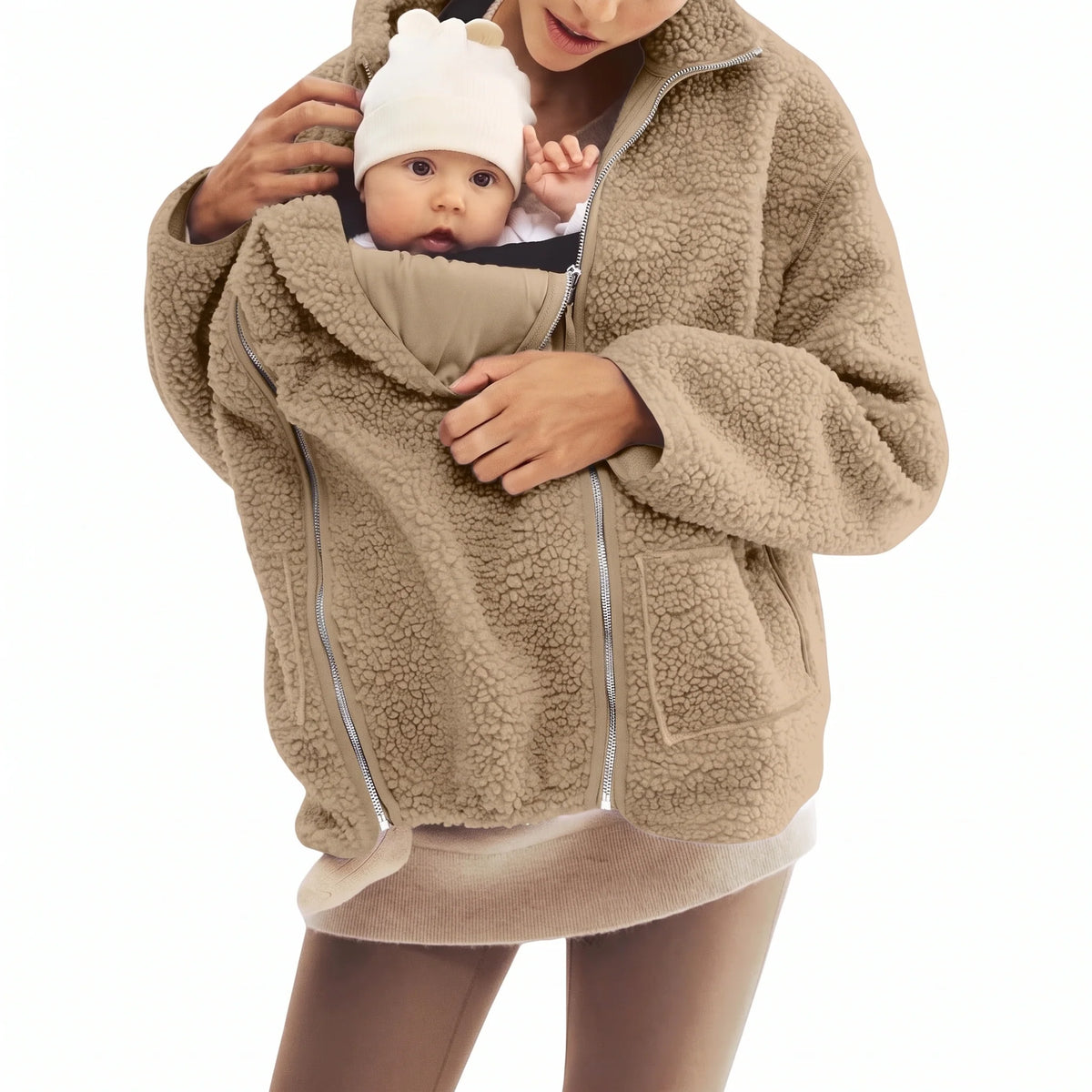Maternity Jacket Teddy Fleece Expandable Babywearing Insert