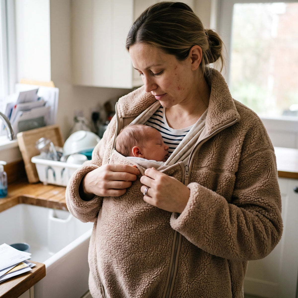 Maternity Jacket Teddy Fleece Expandable Babywearing Insert