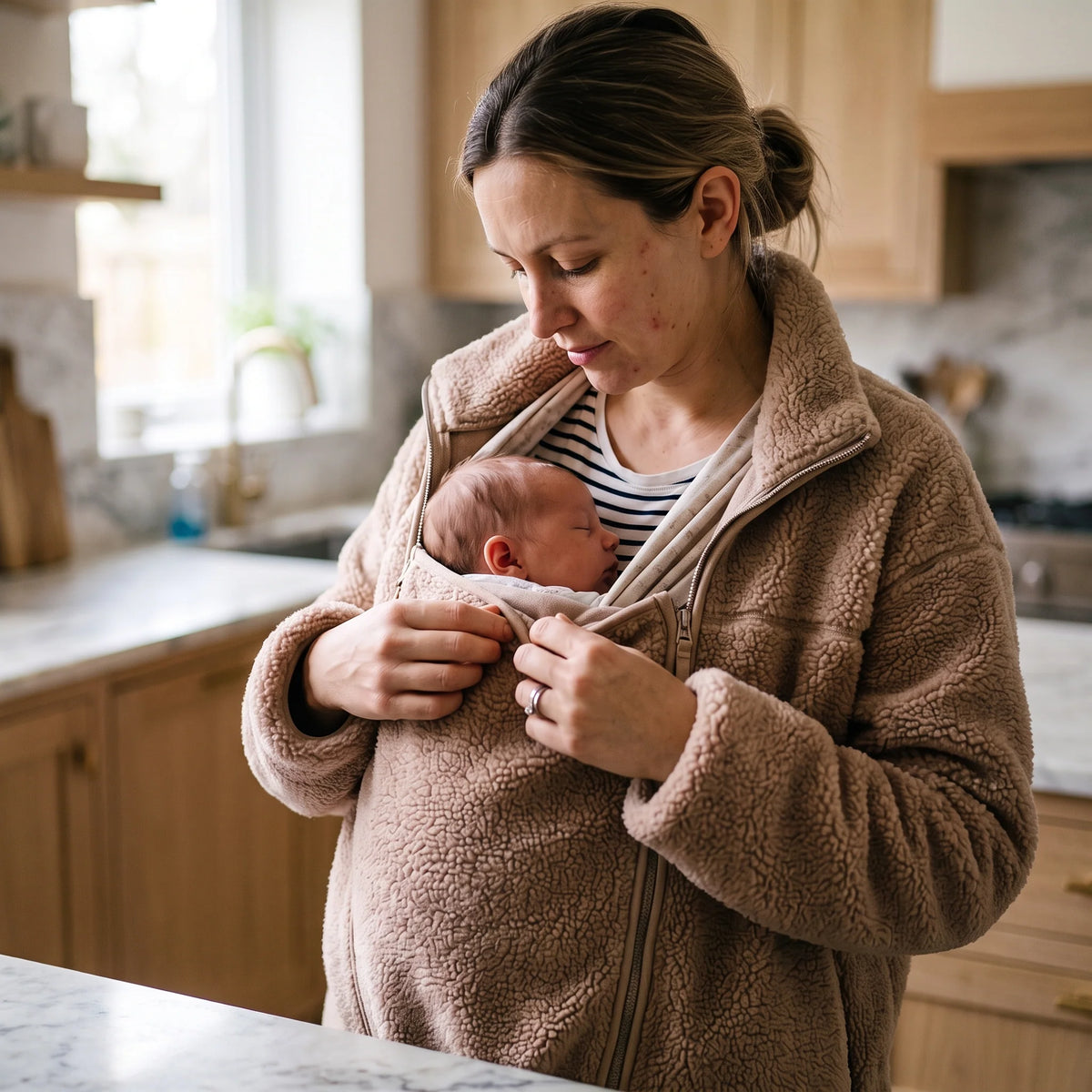 Maternity Jacket Teddy Fleece Expandable Babywearing Insert
