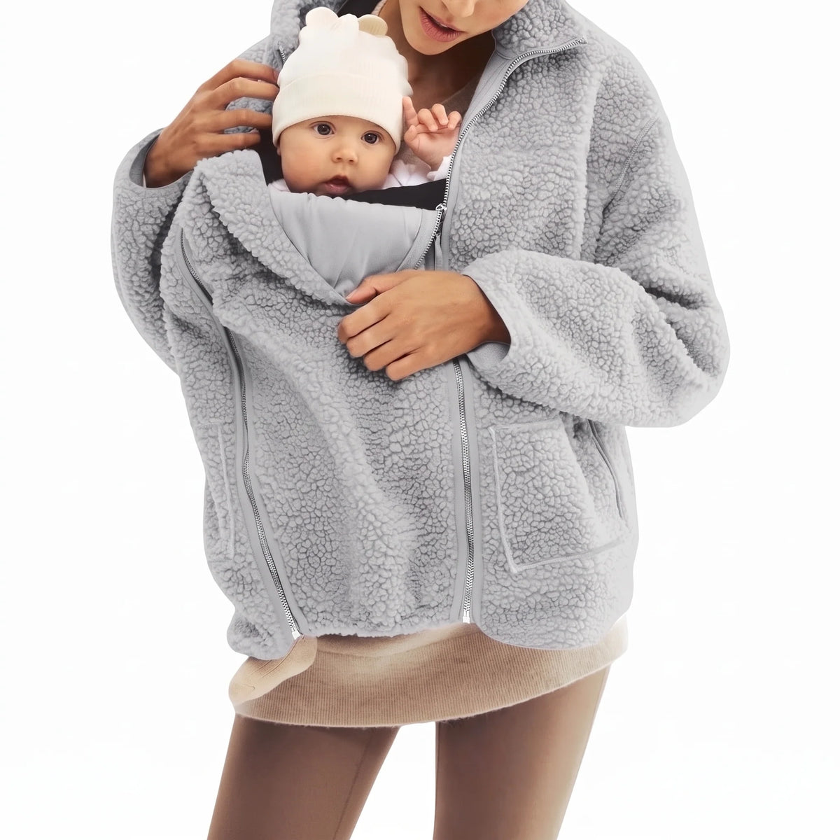 Maternity Jacket Teddy Fleece Expandable Babywearing Insert