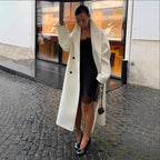 Maxi Coat Wool Blend Cocoon Silhouette High Stand Collar