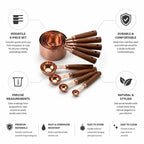 Measuring Cups & Spoons Stainless Steel & Oak 8-Piece