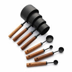 Measuring Cups & Spoons Stainless Steel & Oak 8-Piece