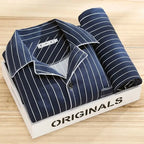 Men’s Pajama Set Soft Breathable Relaxed Fit Button-Front Shirt & Long Pants