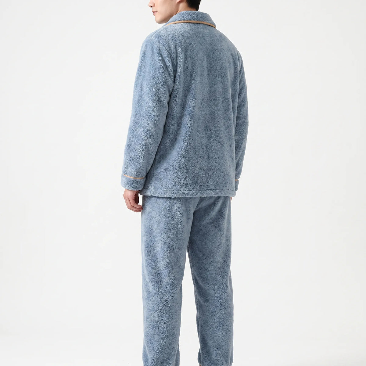 Men’s Pajama Set Thick Textured Long-Sleeve Top and Pants