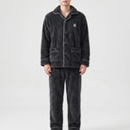 Men’s Pajama Set Thick Textured Long-Sleeve Top and Pants