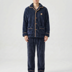 Men’s Pajama Set Thick Textured Long-Sleeve Top and Pants