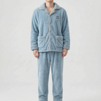 Men’s Pajama Set Thick Textured Long-Sleeve Top and Pants