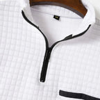 Men’s Quarter-Zip Polo Shirt Waffle Knit Long Sleeve Breathable Comfort
