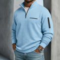 Men’s Quarter-Zip Polo Shirt Waffle Knit Long Sleeve Breathable Comfort