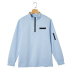 Men’s Quarter-Zip Polo Shirt Waffle Knit Long Sleeve Breathable Comfort