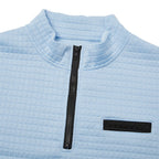 Men’s Quarter-Zip Polo Shirt Waffle Knit Long Sleeve Breathable Comfort