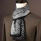 Men’s Scarf 100% Mulberry Silk Double-Layer Construction Polka Dot Pattern