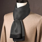Men’s Scarf 100% Mulberry Silk Double-Layer Construction Polka Dot Pattern