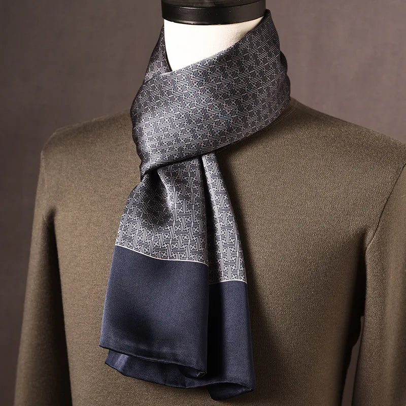 Men's Scarf Mulberry Silk Double Layer Polka Dot