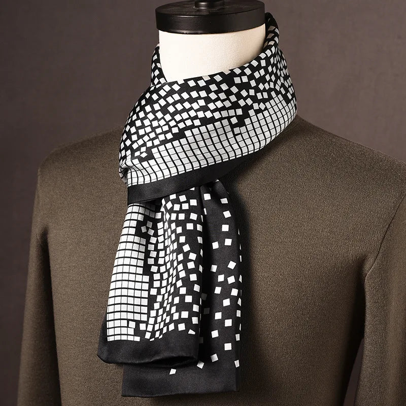 Men's Scarf Mulberry Silk Double Layer Polka Dot