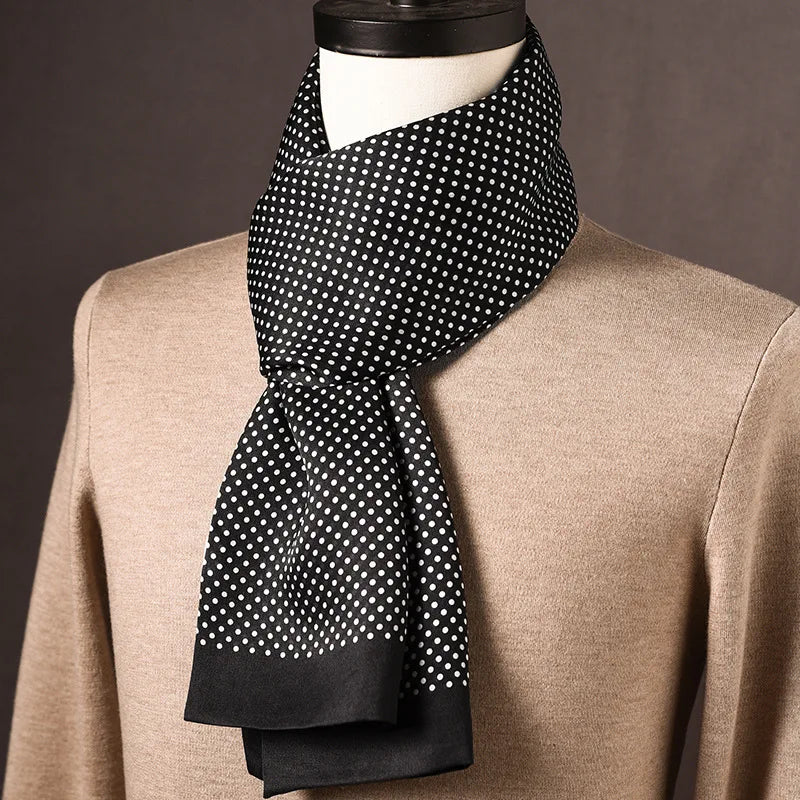 Men's Scarf Mulberry Silk Double Layer Polka Dot