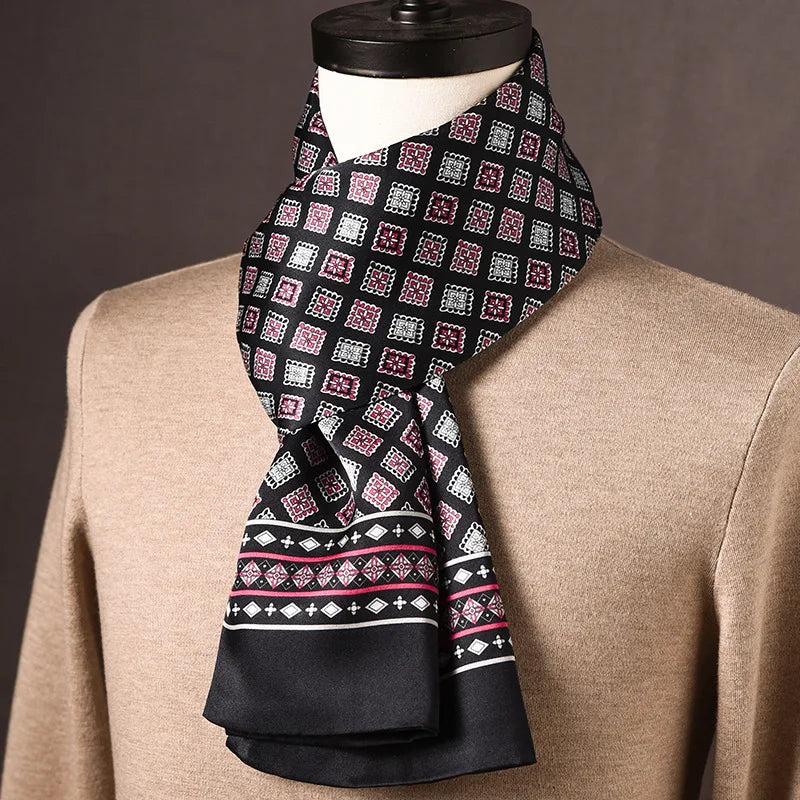 Men's Scarf Mulberry Silk Double Layer Polka Dot