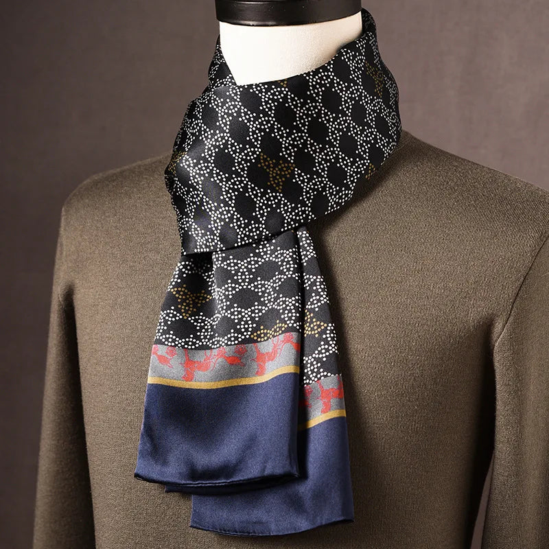 Men's Scarf Mulberry Silk Double Layer Polka Dot