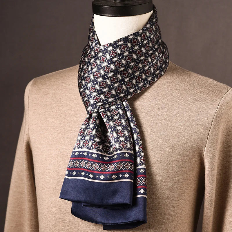 Men's Scarf Mulberry Silk Double Layer Polka Dot