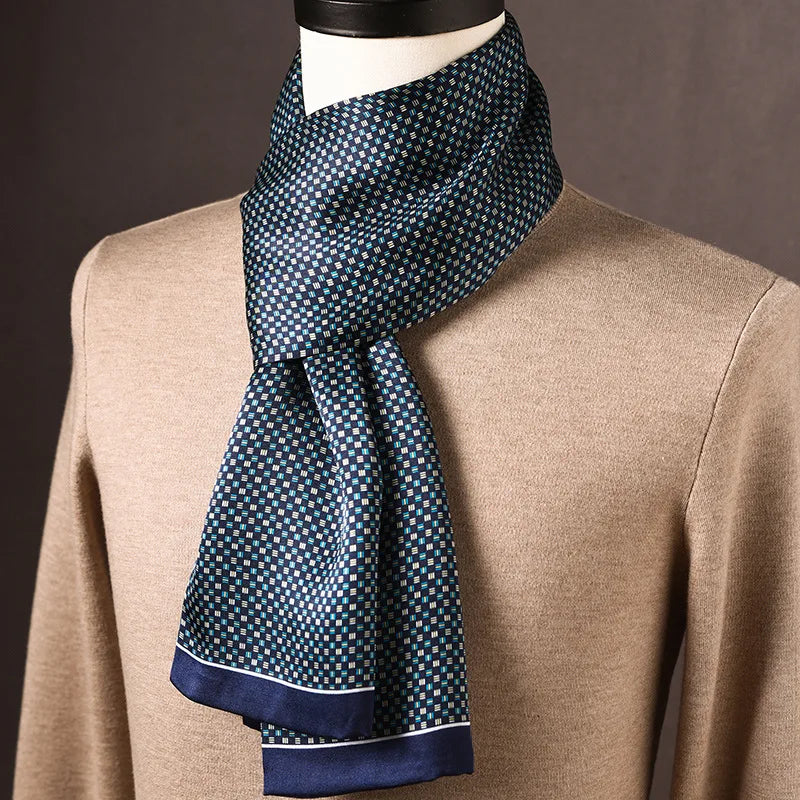 Men's Scarf Mulberry Silk Double Layer Polka Dot