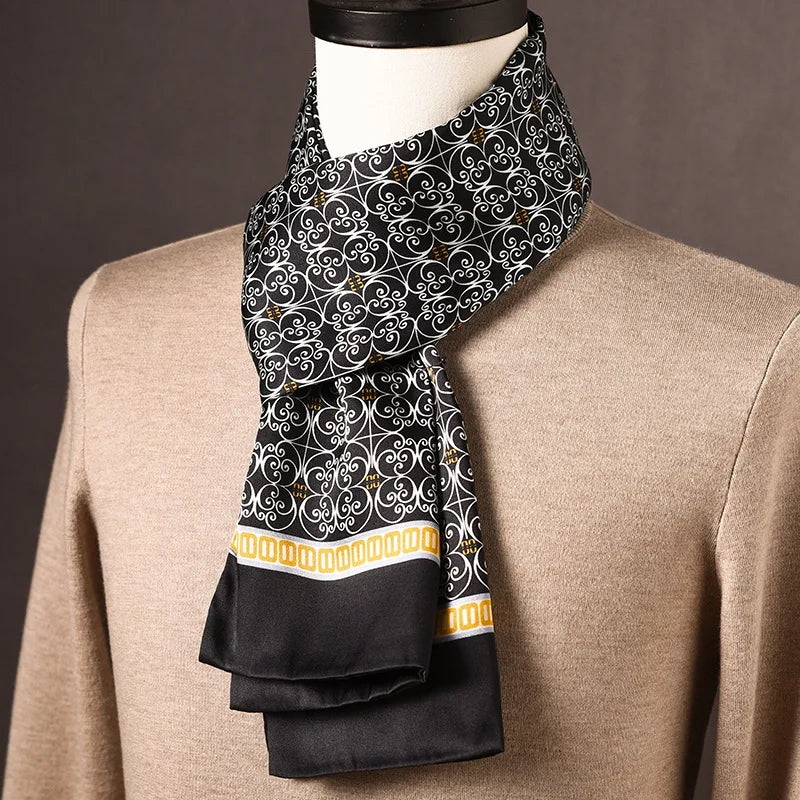 Men's Scarf Mulberry Silk Double Layer Polka Dot