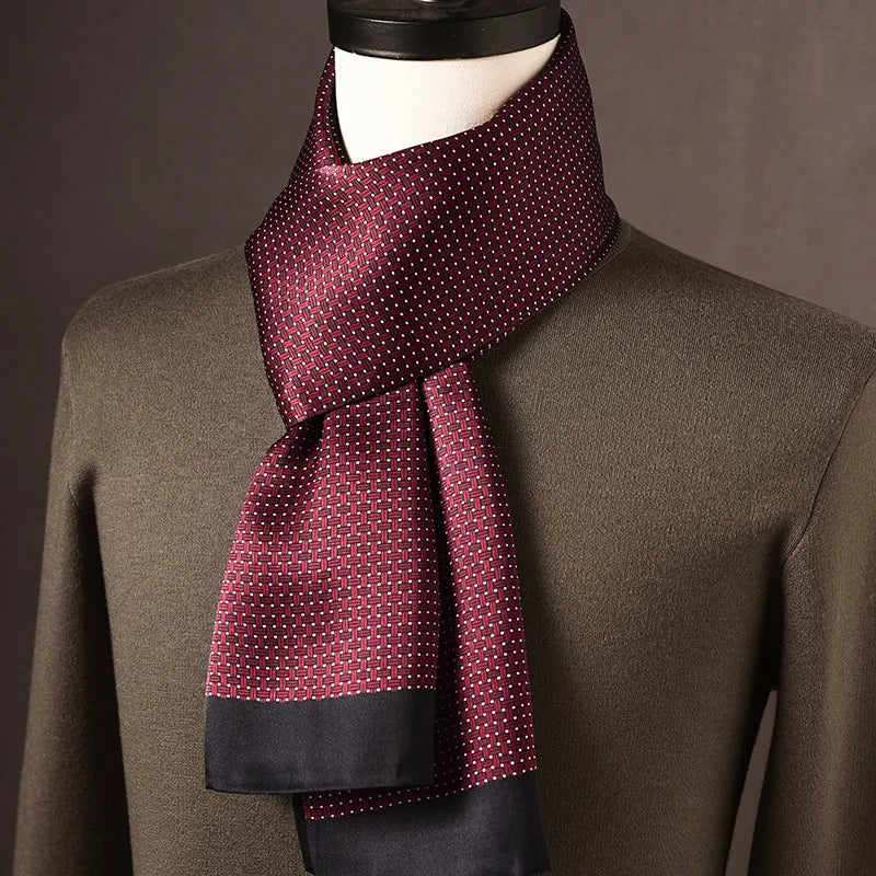 Men's Scarf Mulberry Silk Double Layer Polka Dot