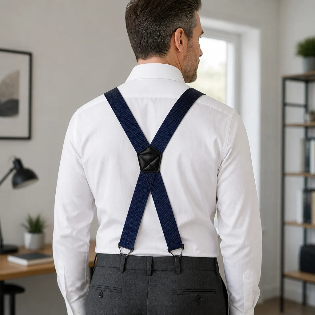 Men's Suspenders Adjustable Elastic Straps & Carabiner Hooks