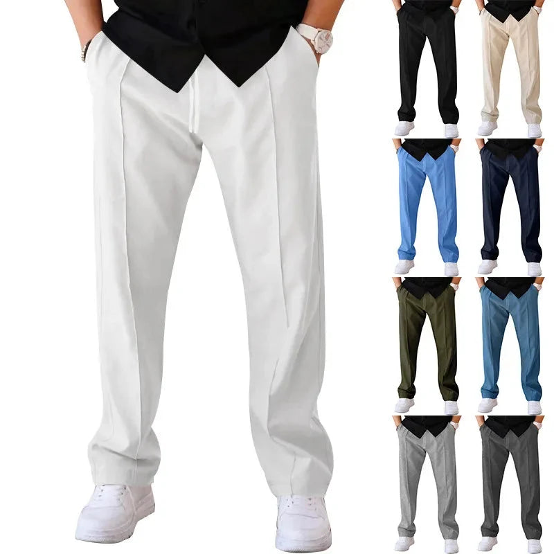 Men’s Trousers Slim Fit Elastic Waistband Drawstring