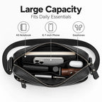 Messenger Bag Genuine Pebbled Leather Adjustable Strap Zippered Pockets