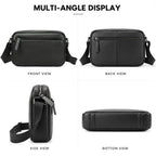 Messenger Bag Genuine Pebbled Leather Adjustable Strap Zippered Pockets