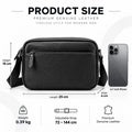 Messenger Bag Genuine Pebbled Leather Adjustable Strap Zippered Pockets