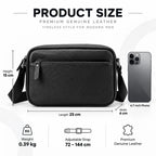 Messenger Bag Genuine Pebbled Leather Adjustable Strap Zippered Pockets