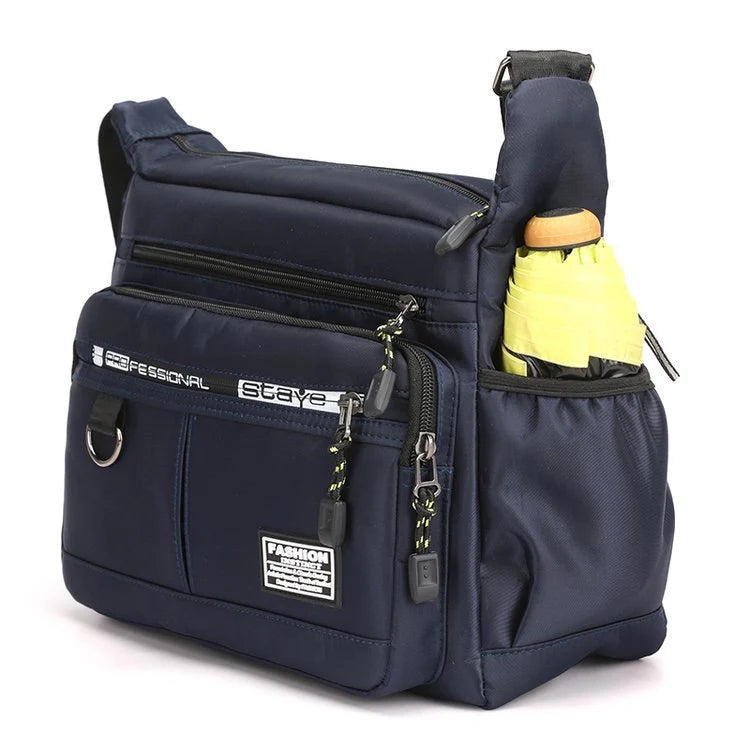 Messenger Bag Weather-Resistant Multiple Zippered Compartments Adjustable Shoulder Strap
