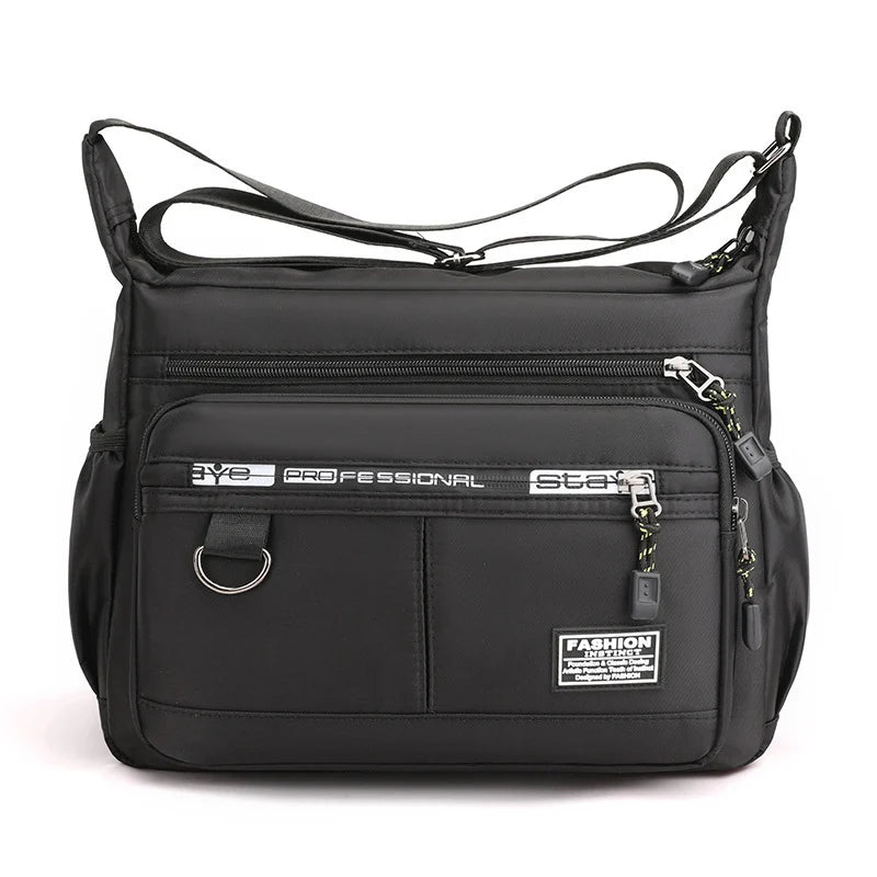 Messenger Bag Weather-Resistant Multiple Zippered Compartments Adjustable Shoulder Strap