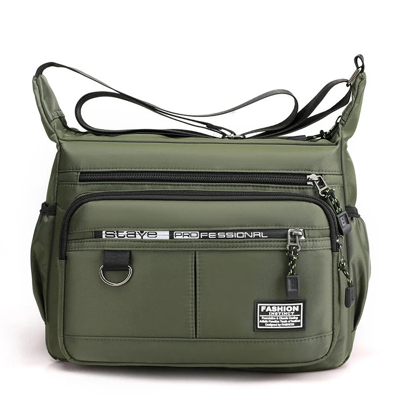Messenger Bag Weather-Resistant Multiple Zippered Compartments Adjustable Shoulder Strap