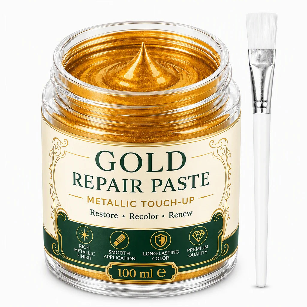 Metal Refinishing Paste Metallic Gold Water-Resistant With Brush