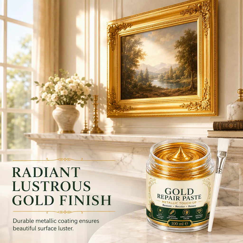 Metal Refinishing Paste Metallic Gold Water-Resistant With Brush