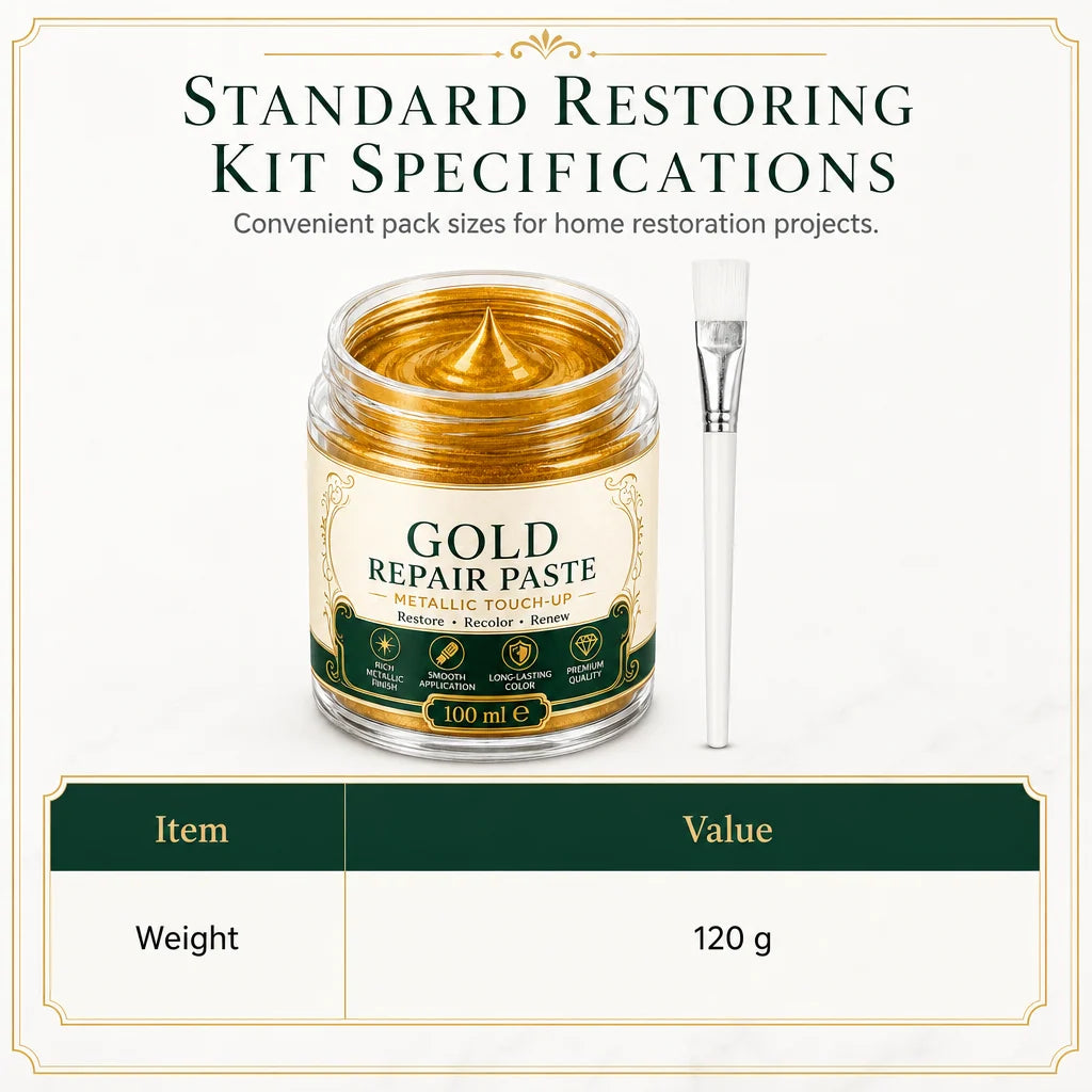 Metal Refinishing Paste Metallic Gold Water-Resistant With Brush