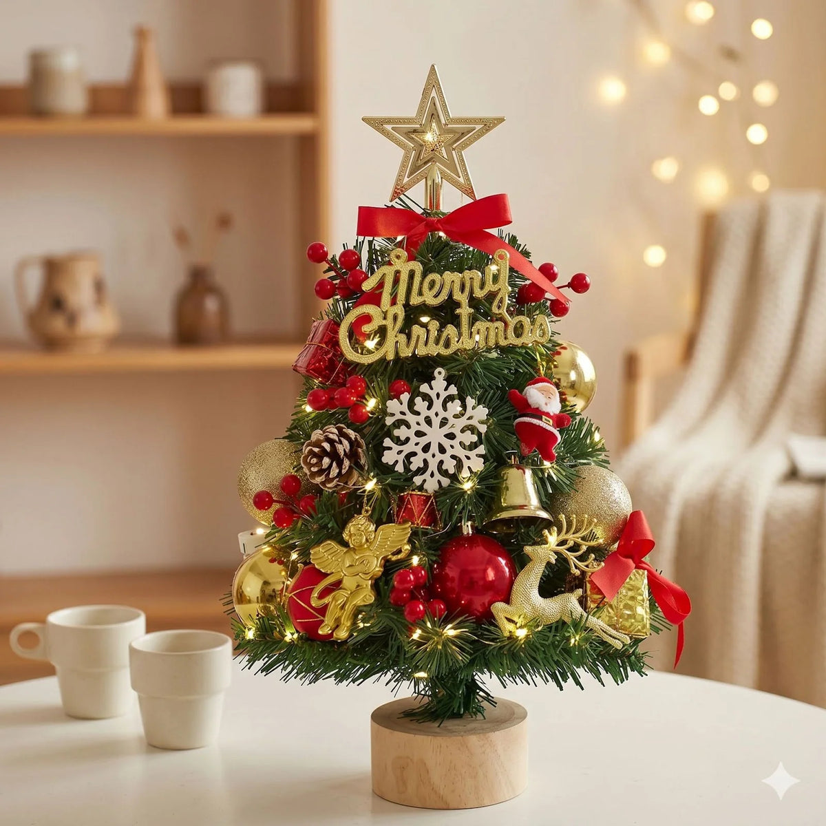 Mini Christmas Tree Battery-Powered String Lights Tabletop Decor