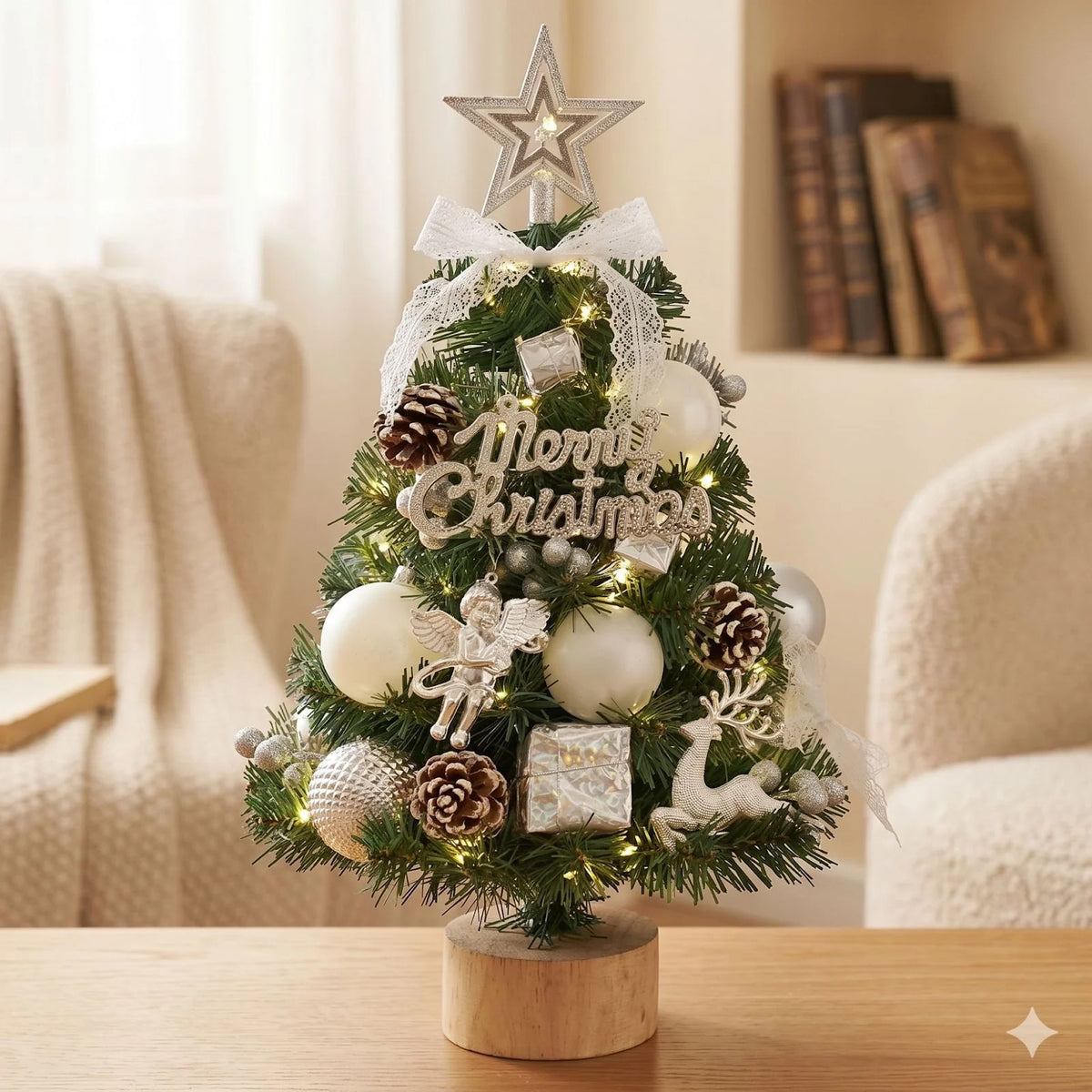 Mini Christmas Tree Battery-Powered String Lights Tabletop Decor