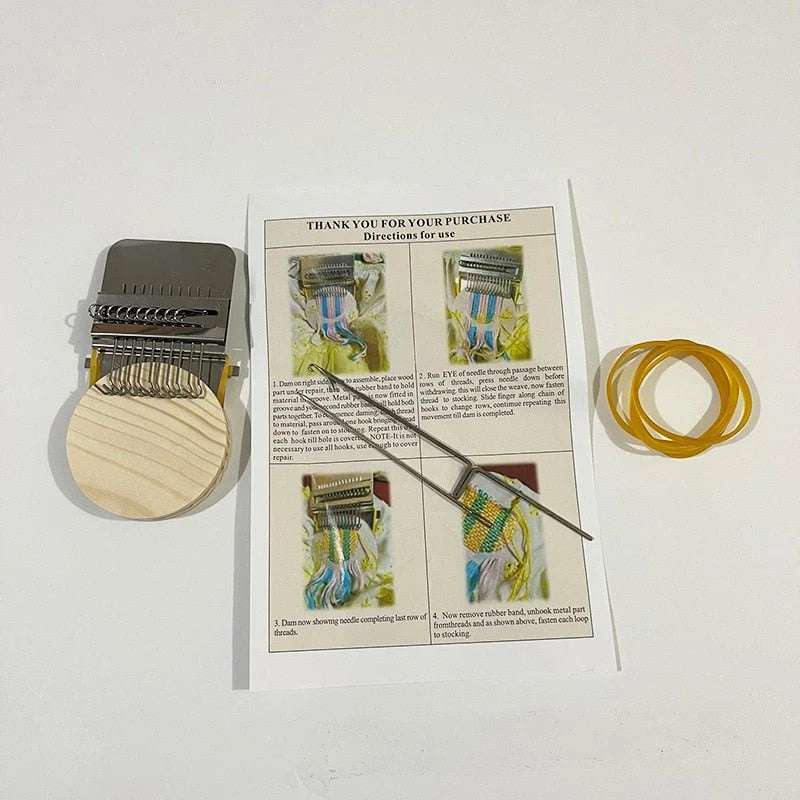 Mini Darning Loom Multi-Size Wood Base Metal Hooks