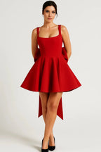Mini Dress Bustier Bodice Flared Skirt Back Bow