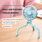 Mini Fan Flexible Tripod USB Powered 3-Speed Night Light
