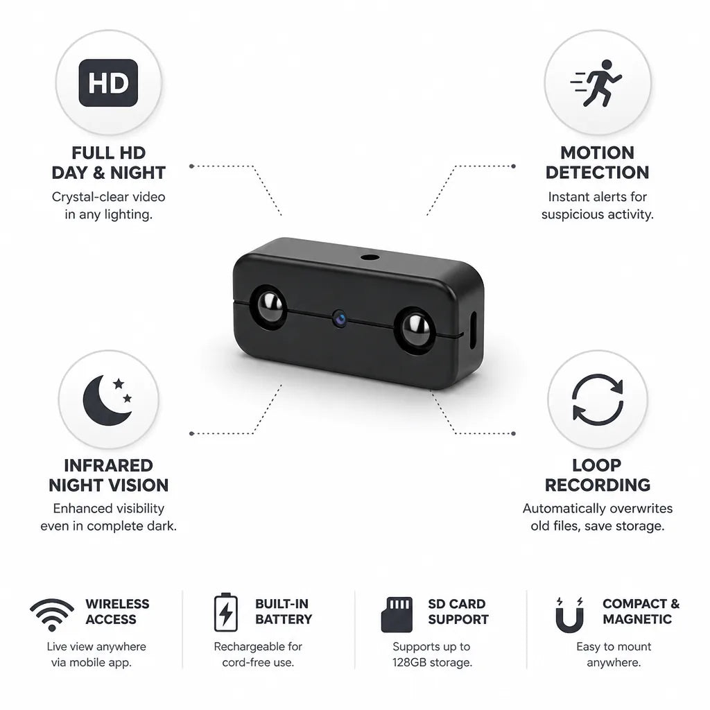 Mini Security Camera Full HD Night Vision Motion Detection