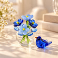 Miniature Glass Decor Set Handmade Vase & Bird