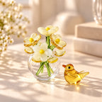Miniature Glass Decor Set Handmade Vase & Bird